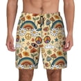 thumbnail image 1 of Lsque Mens Swim Trunks 70s Hippie Style Pattern - Bathing Suit Compression Liner - Beach Swim Shorts Swimwear - (S-3XL) - Stretch Quick Dry -X-Large, 1 of 9