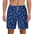 thumbnail image 1 of Lsque Mens Swim Trunks Nautical Anchors Pattern - Bathing Suit Compression Liner - Beach Swim Shorts Swimwear - (S-3XL) - Stretch Quick Dry -X-Large, 1 of 9