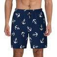 thumbnail image 1 of Lsque Mens Swim Trunks Nautical Themed Simple Anchors Pattern - Bathing Suit Compression Liner - Beach Swim Shorts Swimwear - (S-3XL) - Stretch Quick Dry -Large, 1 of 9