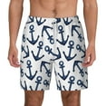thumbnail image 1 of Lsque Mens Swim Trunks Navy Blue Anchor Pattern - Bathing Suit Compression Liner - Beach Swim Shorts Swimwear - (S-3XL) - Stretch Quick Dry -Medium, 1 of 9