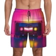 thumbnail image 1 of Lsque Mens Swim Trunks Neon Cassette Tape Pattern - Bathing Suit Compression Liner - Beach Swim Shorts Swimwear - (S-3XL) - Stretch Quick Dry -Medium, 1 of 9