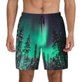 thumbnail image 1 of Lsque Mens Swim Trunks Northern Lights 2 Pattern - Bathing Suit Compression Liner - Beach Swim Shorts Swimwear - (S-3XL) - Stretch Quick Dry -3X-Large, 1 of 9