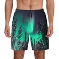 thumbnail image 1 of Lsque Mens Swim Trunks Northern Lights 2 Pattern - Bathing Suit Compression Liner - Beach Swim Shorts Swimwear - (S-3XL) - Stretch Quick Dry -Medium, 1 of 9