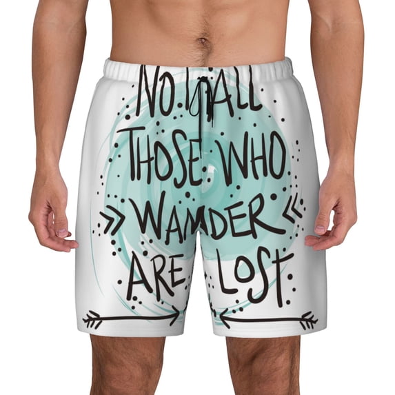Lsque Mens Swim Trunks Not All Who Wander Are Lost1 Pattern - Bathing Suit Compression Liner - Beach Swim Shorts Swimwear - (S-3XL) - Stretch Quick Dry -X-Large
