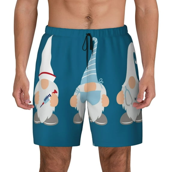 Lsque Mens Swim Trunks Nurse Doctor Gnomes Pattern - Bathing Suit Compression Liner - Beach Swim Shorts Swimwear - (S-3XL) - Stretch Quick Dry -3X-Large