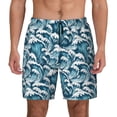 thumbnail image 1 of Lsque Mens Swim Trunks Ocean Waves Pattern - Bathing Suit Compression Liner - Beach Swim Shorts Swimwear - (S-3XL) - Stretch Quick Dry -3X-Large, 1 of 9