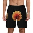thumbnail image 1 of Lsque Mens Swim Trunks Orange Dalia Pattern - Bathing Suit Compression Liner - Beach Swim Shorts Swimwear - (S-3XL) - Stretch Quick Dry -Large, 1 of 9
