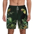 thumbnail image 1 of Lsque Mens Swim Trunks Palm Leaves And Exotic Birds Pattern - Bathing Suit Compression Liner - Beach Swim Shorts Swimwear - (S-3XL) - Stretch Quick Dry -X-Large, 1 of 9