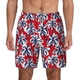 thumbnail image 1 of Lsque Mens Swim Trunks Palm Tree Pattern on Red Pattern - Bathing Suit Compression Liner - Beach Swim Shorts Swimwear - (S-3XL) - Stretch Quick Dry -Small, 1 of 9