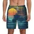 thumbnail image 1 of Lsque Mens Swim Trunks Palm Trees Pattern - Bathing Suit Compression Liner - Beach Swim Shorts Swimwear - (S-3XL) - Stretch Quick Dry -Medium, 1 of 9