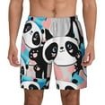 thumbnail image 1 of Lsque Mens Swim Trunks Panda Cute Pink Hearts Pattern - Bathing Suit Compression Liner - Beach Swim Shorts Swimwear - (S-3XL) - Stretch Quick Dry -Small, 1 of 9
