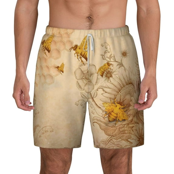 Lsque Mens Swim Trunks Pattern - Bathing Suit Compression Liner - Beach Swim Shorts Swimwear - (S-3XL) - Stretch Quick Dry -3X-Large