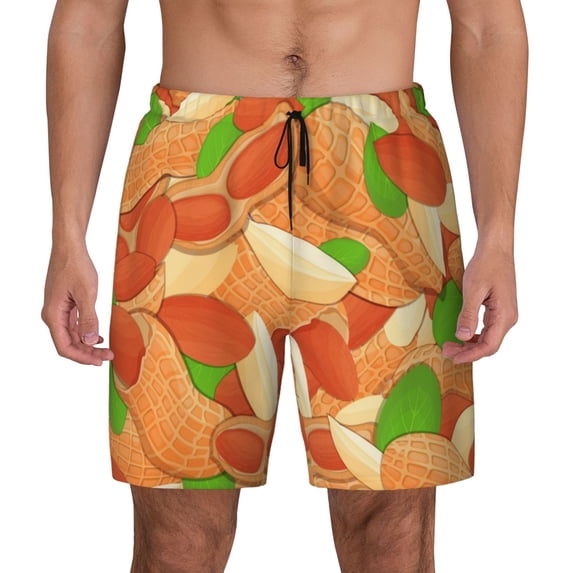 Lsque Mens Swim Trunks Peanuts1 Pattern - Bathing Suit Compression Liner - Beach Swim Shorts Swimwear - (S-3XL) - Stretch Quick Dry -3X-Large