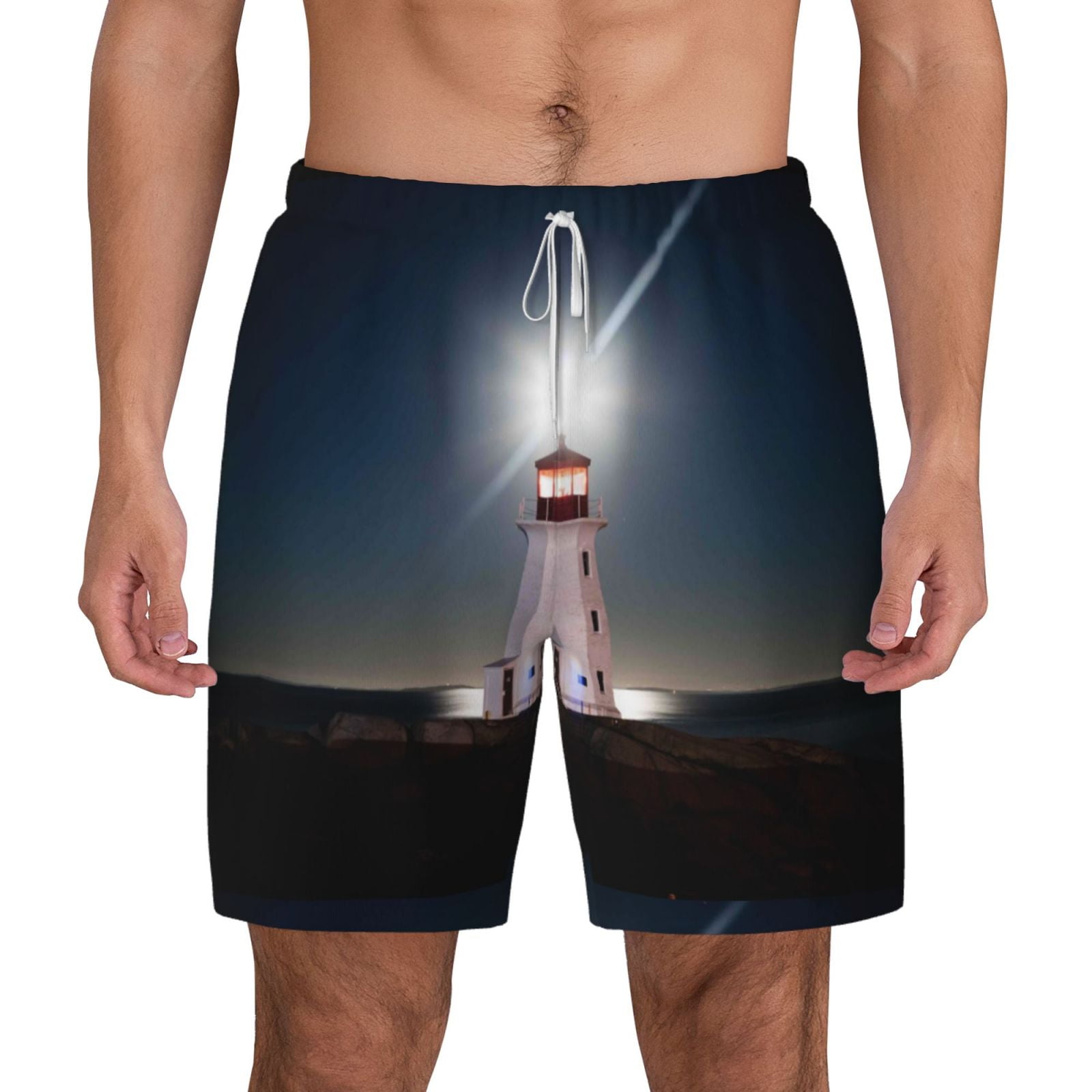 Lsque Mens Swim Trunks Peggy's Cove Lighthouse Pattern - Bathing Suit ...