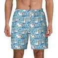 thumbnail image 1 of Lsque Mens Swim Trunks Pelican Reed And Fish Pattern - Bathing Suit Compression Liner - Beach Swim Shorts Swimwear - (S-3XL) - Stretch Quick Dry -Large, 1 of 9