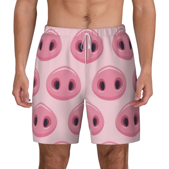 Lsque Mens Swim Trunks Pig Nose Pattern - Bathing Suit Compression Liner - Beach Swim Shorts Swimwear - (S-3XL) - Stretch Quick Dry -Medium