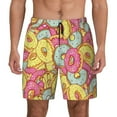 thumbnail image 1 of Lsque Mens Swim Trunks Pink Donut and Blue Pattern - Bathing Suit Compression Liner - Beach Swim Shorts Swimwear - (S-3XL) - Stretch Quick Dry -X-Large, 1 of 9