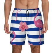 Lsque Mens Swim Trunks Pink Flamingo Pattern - Bathing Suit Compression Liner - Beach Swim Shorts Swimwear - (S-3XL) - Stretch Quick Dry -Small