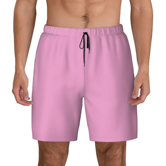 Lsque Mens Swim Trunks Pink Pattern - Bathing Suit Compression Liner - Beach Swim Shorts Swimwear - (S-3XL) - Stretch Quick Dry -X-Large