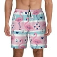 thumbnail image 1 of Lsque Mens Swim Trunks Pink Striped Flamingo Pattern - Bathing Suit Compression Liner - Beach Swim Shorts Swimwear - (S-3XL) - Stretch Quick Dry -X-Large, 1 of 9