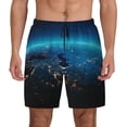 thumbnail image 1 of Lsque Mens Swim Trunks Planet Earth Pattern - Bathing Suit Compression Liner - Beach Swim Shorts Swimwear - (S-3XL) - Stretch Quick Dry -X-Large, 1 of 9