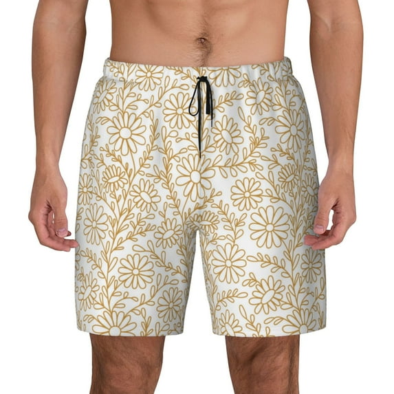 Lsque Mens Swim Trunks Plant Pattern - Bathing Suit Compression Liner - Beach Swim Shorts Swimwear - (S-3XL) - Stretch Quick Dry -3X-Large