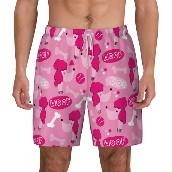 Lsque Mens Swim Trunks Poodle Dog Pattern - Bathing Suit Compression Liner - Beach Swim Shorts Swimwear - (S-3XL) - Stretch Quick Dry -X-Large