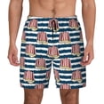 thumbnail image 1 of Lsque Mens Swim Trunks Popcorn On Blue Lines Pattern - Bathing Suit Compression Liner - Beach Swim Shorts Swimwear - (S-3XL) - Stretch Quick Dry -X-Large, 1 of 9