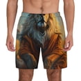 thumbnail image 1 of Lsque Mens Swim Trunks Prairie Meditating Lion Pattern - Bathing Suit Compression Liner - Beach Swim Shorts Swimwear - (S-3XL) - Stretch Quick Dry -, 1 of 9