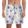 thumbnail image 1 of Lsque Mens Swim Trunks Purple Chicory Pattern - Bathing Suit Compression Liner - Beach Swim Shorts Swimwear - (S-3XL) - Stretch Quick Dry -Large, 1 of 9