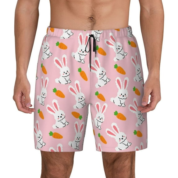 Lsque Mens Swim Trunks Rabbit And Carrot Pattern - Bathing Suit Compression Liner - Beach Swim Shorts Swimwear - (S-3XL) - Stretch Quick Dry -XX-Large
