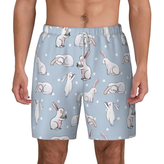 Lsque Mens Swim Trunks Rabbit Is Eating Carrots Pattern - Bathing Suit Compression Liner - Beach Swim Shorts Swimwear - (S-3XL) - Stretch Quick Dry -XX-Large