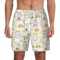 thumbnail image 1 of Lsque Mens Swim Trunks Rabbit And Milk Tea Pattern - Bathing Suit Compression Liner - Beach Swim Shorts Swimwear - (S-3XL) - Stretch Quick Dry -Medium, 1 of 9