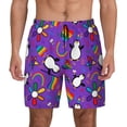thumbnail image 1 of Lsque Mens Swim Trunks Rainbow Lgbt Penguin Pattern - Bathing Suit Compression Liner - Beach Swim Shorts Swimwear - (S-3XL) - Stretch Quick Dry -X-Large, 1 of 9