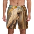thumbnail image 1 of Lsque Mens Swim Trunks Rainbow White Horse Pattern - Bathing Suit Compression Liner - Beach Swim Shorts Swimwear - (S-3XL) - Stretch Quick Dry -XX-Large, 1 of 9