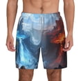 thumbnail image 1 of Lsque Mens Swim Trunks Red And Blue Fire Mountains Pattern - Bathing Suit Compression Liner - Beach Swim Shorts Swimwear - (S-3XL) - Stretch Quick Dry -X-Large, 1 of 9