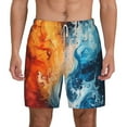 thumbnail image 1 of Lsque Mens Swim Trunks Red And Blue Waves Pattern - Bathing Suit Compression Liner - Beach Swim Shorts Swimwear - (S-3XL) - Stretch Quick Dry -Large, 1 of 9