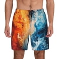 thumbnail image 1 of Lsque Mens Swim Trunks Red And Blue Waves Pattern - Bathing Suit Compression Liner - Beach Swim Shorts Swimwear - (S-3XL) - Stretch Quick Dry -Small, 1 of 9