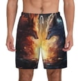 thumbnail image 1 of Lsque Mens Swim Trunks Red And White Flame Fox Pattern - Bathing Suit Compression Liner - Beach Swim Shorts Swimwear - (S-3XL) - Stretch Quick Dry -Medium, 1 of 9