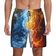 thumbnail image 1 of Lsque Mens Swim Trunks Red And Blue Flame Waves Pattern - Bathing Suit Compression Liner - Beach Swim Shorts Swimwear - (S-3XL) - Stretch Quick Dry -Medium, 1 of 9