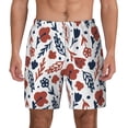 thumbnail image 1 of Lsque Mens Swim Trunks Red Blue Leaves Pattern - Bathing Suit Compression Liner - Beach Swim Shorts Swimwear - (S-3XL) - Stretch Quick Dry -Small, 1 of 8