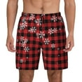 thumbnail image 1 of Lsque Mens Swim Trunks Red Buffalo Plaid Pattern - Bathing Suit Compression Liner - Beach Swim Shorts Swimwear - (S-3XL) - Stretch Quick Dry -XX-Large, 1 of 9