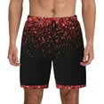 thumbnail image 1 of Lsque Mens Swim Trunks Red Glitter1 Pattern - Bathing Suit Compression Liner - Beach Swim Shorts Swimwear - (S-3XL) - Stretch Quick Dry -X-Large, 1 of 9
