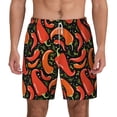 thumbnail image 1 of Lsque Mens Swim Trunks Red Hot Chili Pattern - Bathing Suit Compression Liner - Beach Swim Shorts Swimwear - (S-3XL) - Stretch Quick Dry -X-Large, 1 of 9
