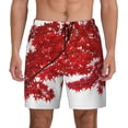 thumbnail image 1 of Lsque Mens Swim Trunks Red Maple Leaf Pattern - Bathing Suit Compression Liner - Beach Swim Shorts Swimwear - (S-3XL) - Stretch Quick Dry -3X-Large, 1 of 9