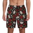 thumbnail image 1 of Lsque Mens Swim Trunks Red Rose Skull Pattern - Bathing Suit Compression Liner - Beach Swim Shorts Swimwear - (S-3XL) - Stretch Quick Dry -XX-Large, 1 of 9