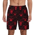thumbnail image 1 of Lsque Mens Swim Trunks Red Skulls 2 Pattern - Bathing Suit Compression Liner - Beach Swim Shorts Swimwear - (S-3XL) - Stretch Quick Dry -Medium, 1 of 9