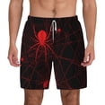 thumbnail image 1 of Lsque Mens Swim Trunks Red Spider On The Web Pattern - Bathing Suit Compression Liner - Beach Swim Shorts Swimwear - (S-3XL) - Stretch Quick Dry -Medium, 1 of 9