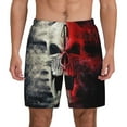 thumbnail image 1 of Lsque Mens Swim Trunks Red And White Screaming Demon Skull Pattern - Bathing Suit Compression Liner - Beach Swim Shorts Swimwear - (S-3XL) - Stretch Quick Dry -Small, 1 of 9