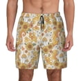 thumbnail image 1 of Lsque Mens Swim Trunks Retro 70s 60s Flower Pattern - Bathing Suit Compression Liner - Beach Swim Shorts Swimwear - (S-3XL) - Stretch Quick Dry -XX-Large, 1 of 9